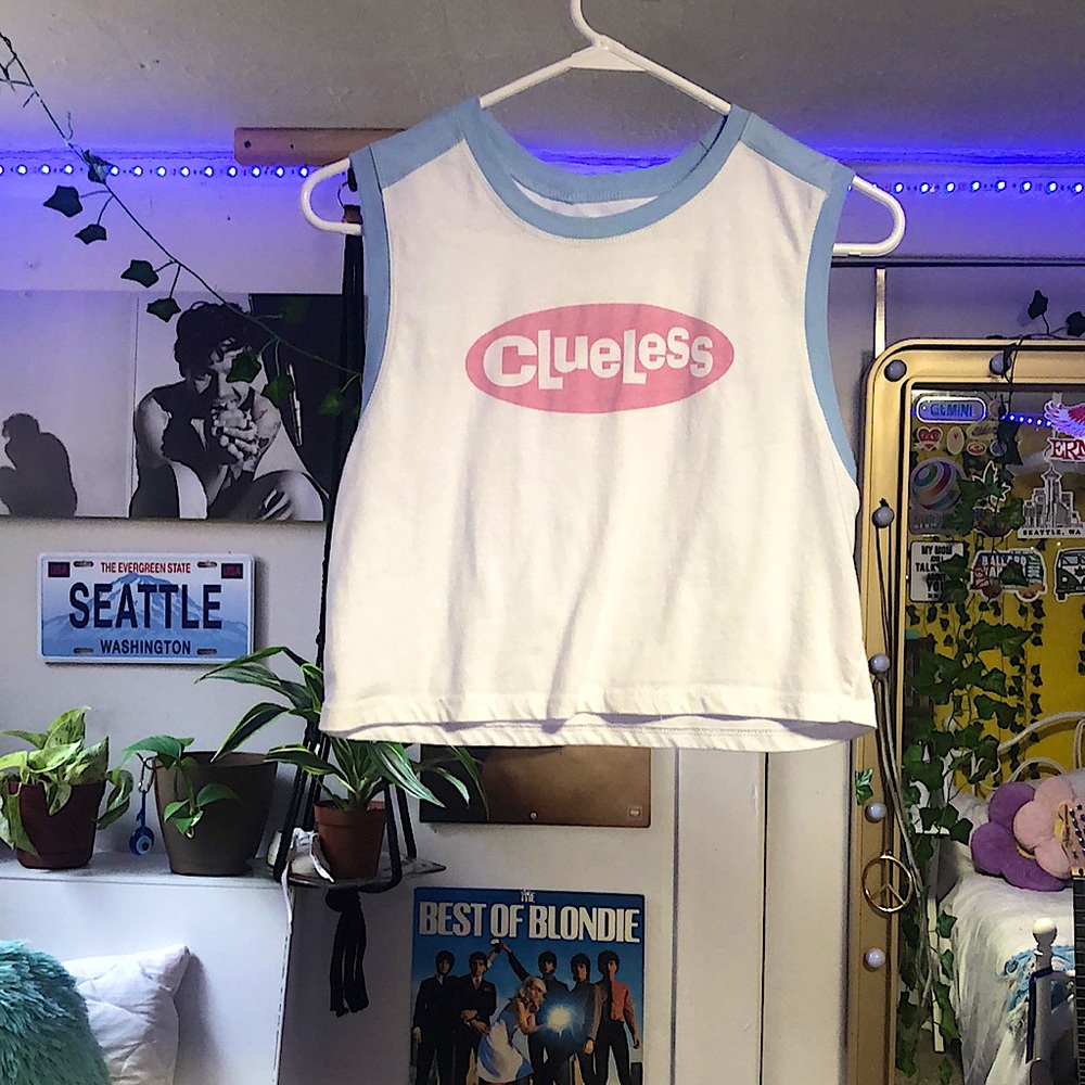 White pink and blue tank top crop top from forever twenty one, size medium.